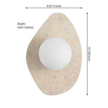 Tivoli 12" Modern Minimalist 1-Light Ovoid Travertine LED Wall Sconce